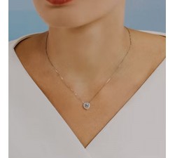 Collana in Oro 18Kt Diamanti e Acquamarina Cuore GLQ 289 COMETE GIOIELLI