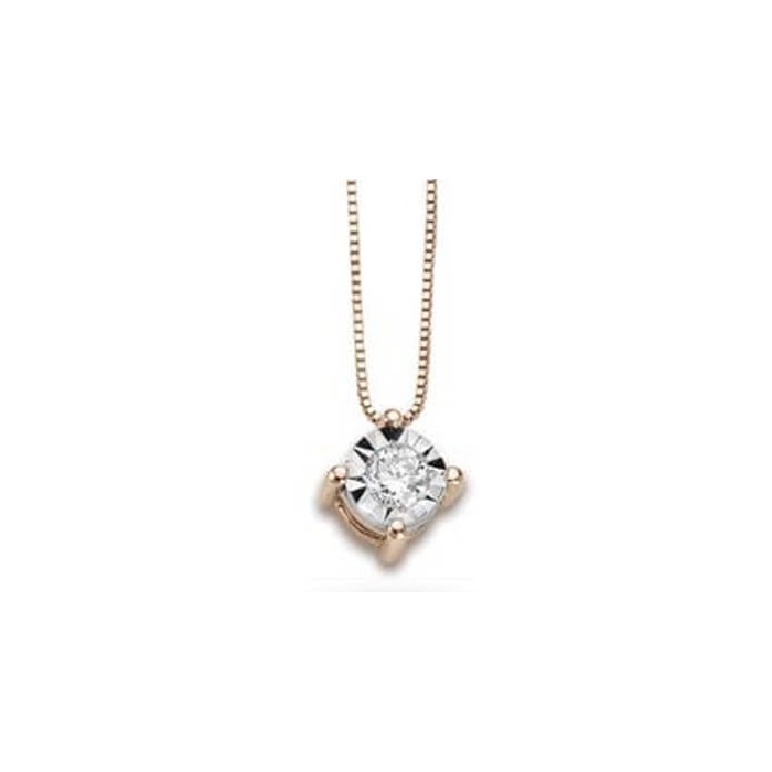 Pendente in oro rosa 18Kt punto luce con diamante ct 0,06 LPL11843.006 DonnaOro Luce