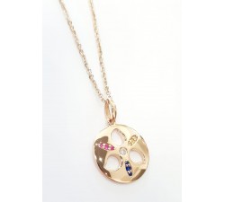 Ciondolo fantasia con diamanti e zaffiri in oro 18Kt - Dienneci Gioielli