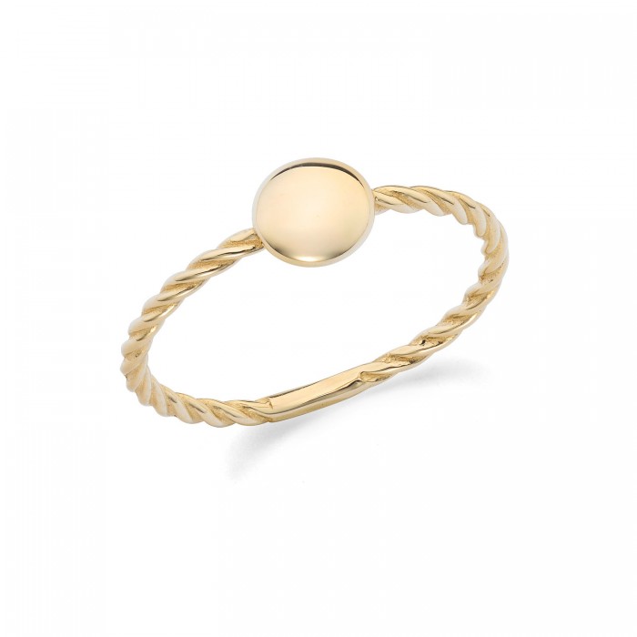 Anello in oro giallo 9Kt dischetto gambo intrecciato KAAZ 001 Ambrosia Anello in oro giallo 9Kt dischetto gambo intrecciato KAAZ 001 Ambrosia