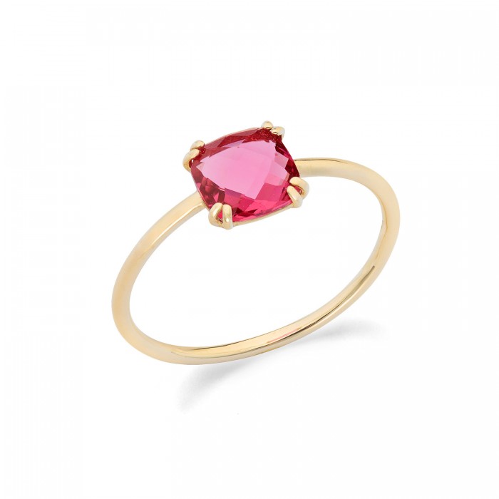 Anello in oro giallo 9Kt con cristallo rosa KAAZ 027 Ambrosia Anello in oro giallo 9Kt con cristallo rosa KAAZ 027 Ambrosia