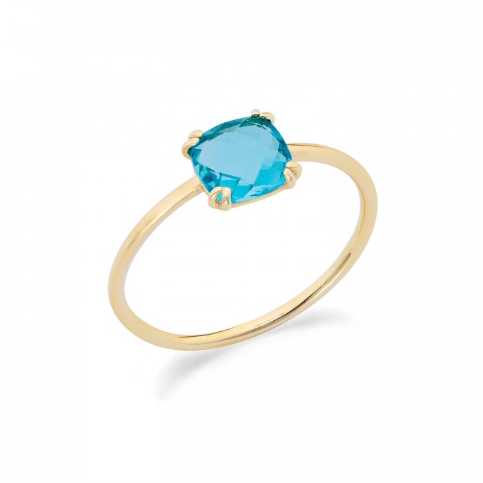 Anello in oro giallo 9Kt con cristallo azzurro KAAZ 029 Ambrosia Anello in oro giallo 9Kt con cristallo azzurro KAAZ 029 Ambrosia