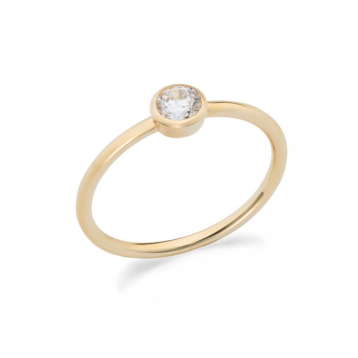 Anello in oro giallo 9Kt con zircone bianco KAAZ 030 Ambrosia Anello in oro giallo 9Kt con zircone bianco KAAZ 030 Ambrosia