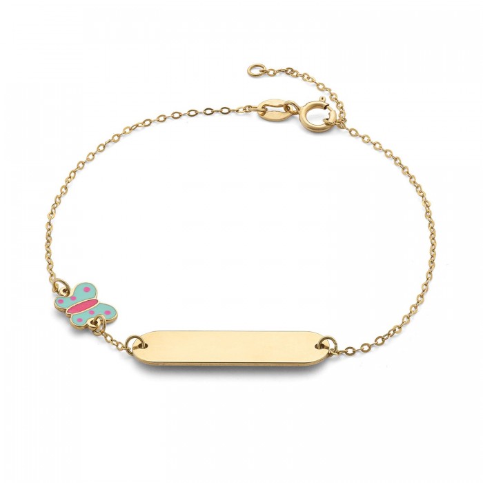 Bracciale in oro giallo 9Kt piastrina con farfalla smaltata KABZ 026 Ambrosia Bracciale in oro giallo 9Kt piastrina con farfalla smaltata KABZ 026 Ambrosia