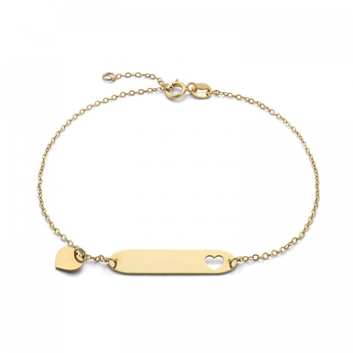 Bracciale in oro giallo 9Kt piastrina con cuoricino KABZ 033 Ambrosia Bracciale in oro giallo 9Kt piastrina con cuoricino KABZ 033 Ambrosia