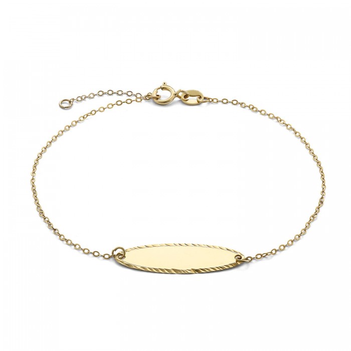 Bracciale in oro giallo 9Kt piastrina ovale KABZ 035 Ambrosia Bracciale in oro giallo 9Kt piastrina ovale KABZ 035 Ambrosia