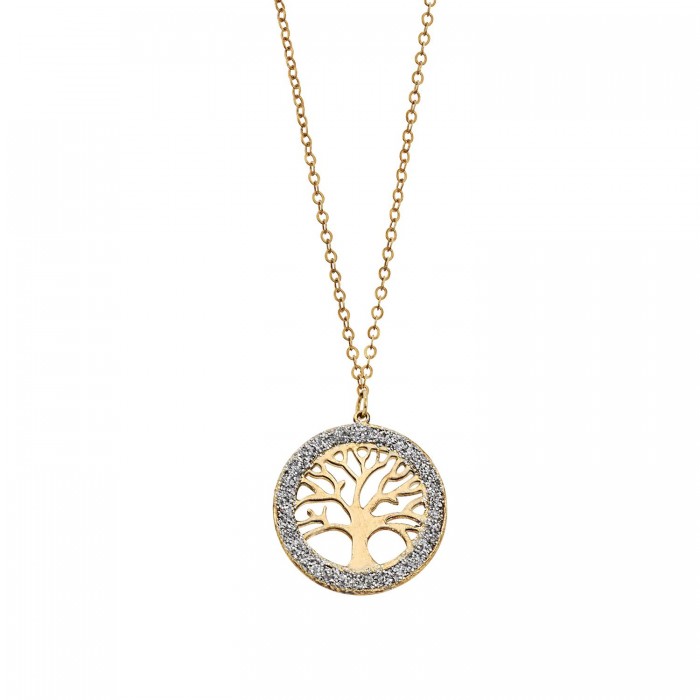 Girocollo in oro giallo 9Kt con pendente albero della vita con smalto glitterato KAGZ 011 Ambrosia Girocollo in oro giallo 9Kt con pendente albero della vita con smalto glitterato KAGZ 011 Ambrosia
