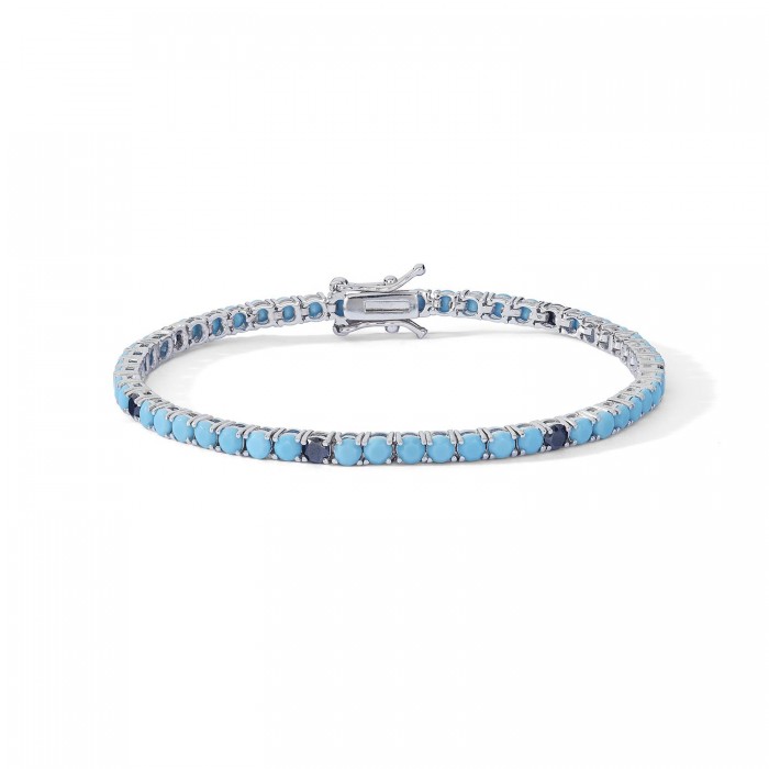 Tennis in Argento 925 Zirconi Turchesi e Neri UBR 1251 COMETE GIOIELLI Tennis in Argento 925 Zirconi Turchesi e Neri UBR 1251 COMETE GIOIELLI