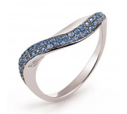 Anello Serie Velaa Color in Oro Bianco Ice 18Kt con Zaffiri Blu