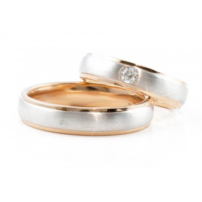 Fede in oro rosa con fascia centrale in oro bianco18Kt - FM010 Fede in oro rosa con fascia centrale in oro bianco18Kt - FM010