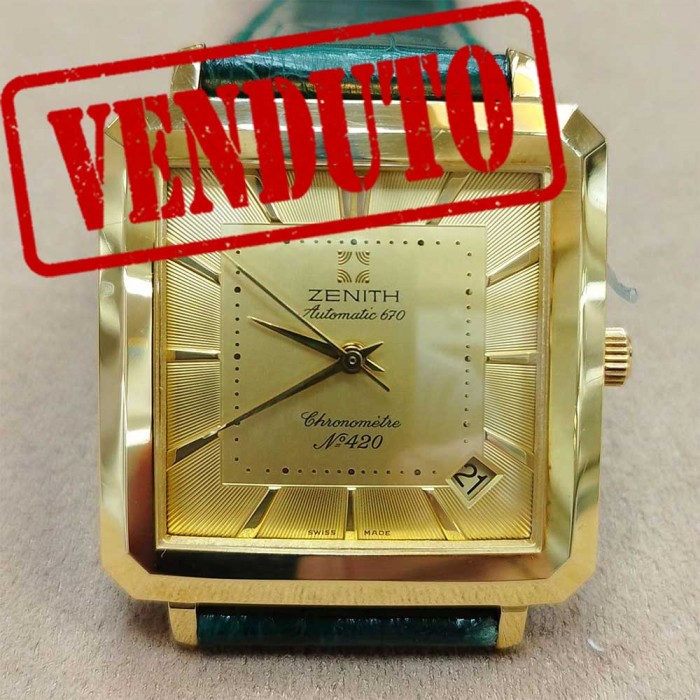 Zenith Elite 670 Square Date Gold 18kt Cronomètre Limited NOS (Full set) Very Rare 30.00.10.670