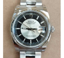 Rolex Datejust 116200 Tuxedo NOS quadrante argento e nero 36 mm