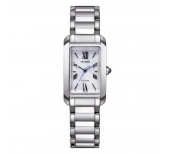 Citizen Lady EL Square EW5620-55A orologio donna Eco-Drive acciaio quadrante bianco rettangolare vetro zaffiro 22mm