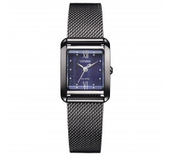 Citizen Lady EL Square EW5597-63L orologio donna Eco-Drive acciaio PVD nero quadrante blu