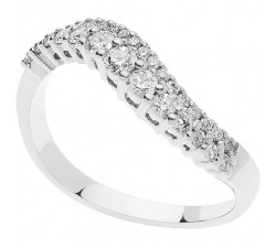 Anello Comete Onda ANB 2493 in oro bianco 18 kt con pavé di diamanti naturali da 0,40 ct