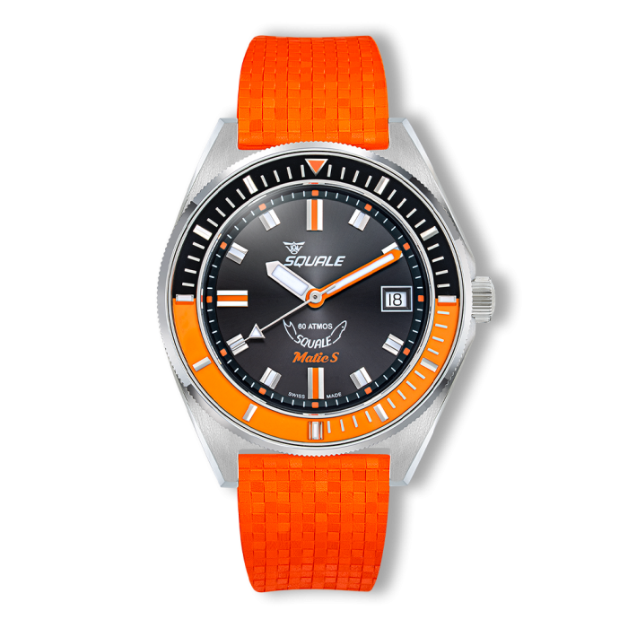 Squale Matic S Orange Mosaic Rubber – Ref. MATICBKOBK.MROR