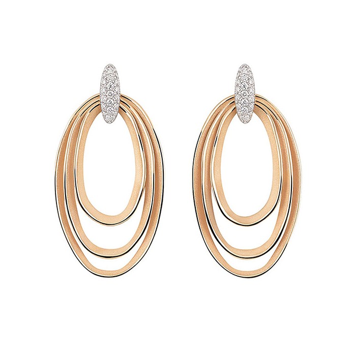 Cammilli Firenze Dune Chic Pavé – Orecchini in Oro Orange Apricot 18 kt con Diamanti – Ref. GOR3674PAVJ