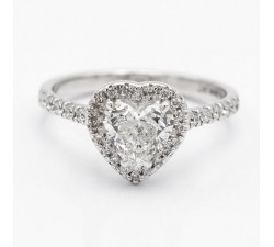 Anello solitario diamante cuore oro bianco 18kt