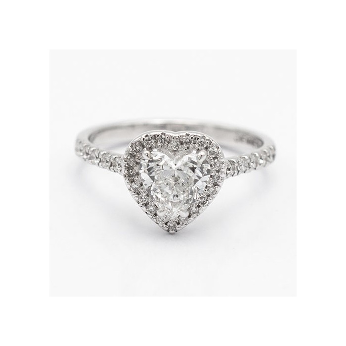 Anello Solitario con Diamante Cuore 0,70 ct Oro Bianco 18 kt - DIENNECI GIOIELLI