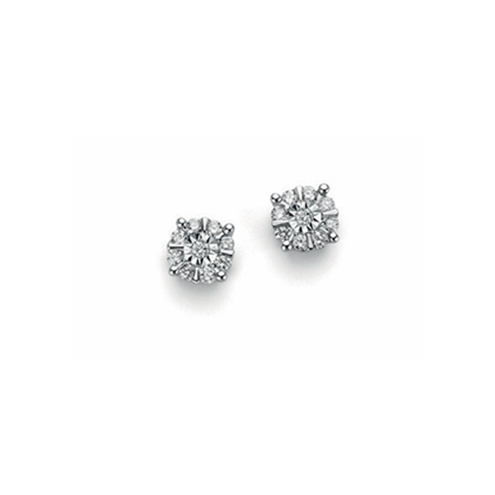 Orecchini Oro bianco 9Kt con diamante a pavè naturale ct 0,08 OOF12408.008  OroGioia