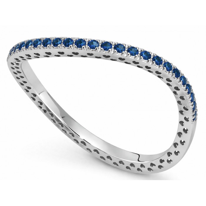 Anello fedina ondulata in oro bianco 18Kt con zaffiri ct 0,20 della collezione Passione DAZ12800 DonnaOro Jewels