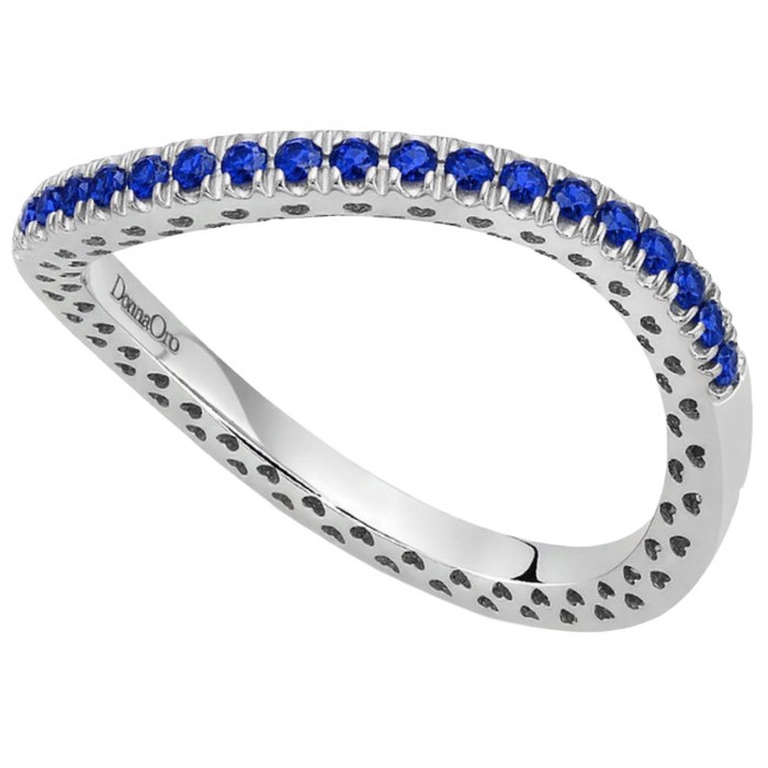 Anello fedina ondulata in oro bianco 18Kt con zaffiri ct 0,35 della collezione Passione DAR12801 DonnaOro Jewels