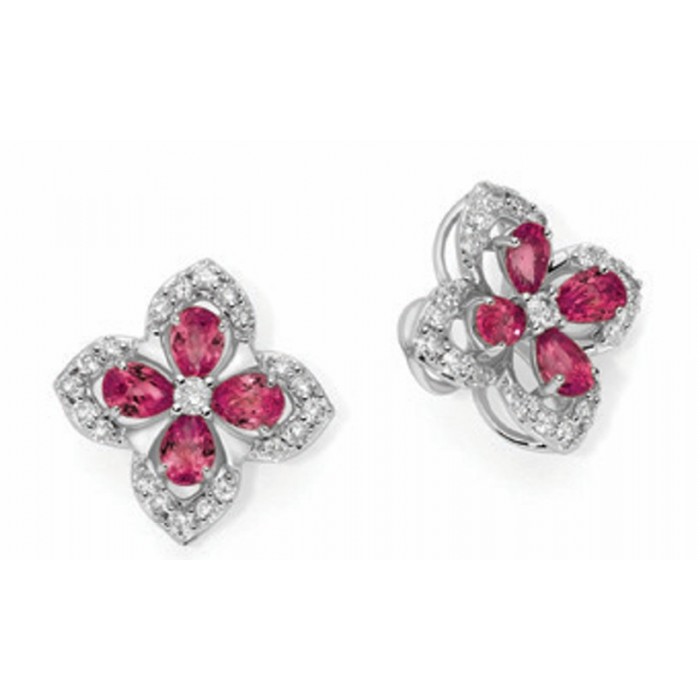 Orecchini in oro bianco18Kt con diamanti e Rubini LOR12980.010 DonnaOro Luce