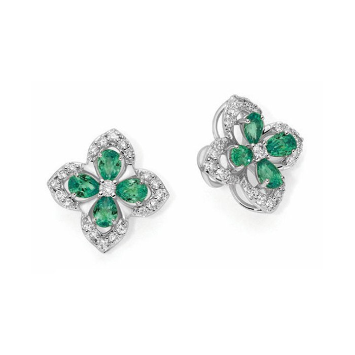 Orecchini in oro bianco18Kt con diamanti e Smeraldi LOE12980.010 DonnaOro Luce