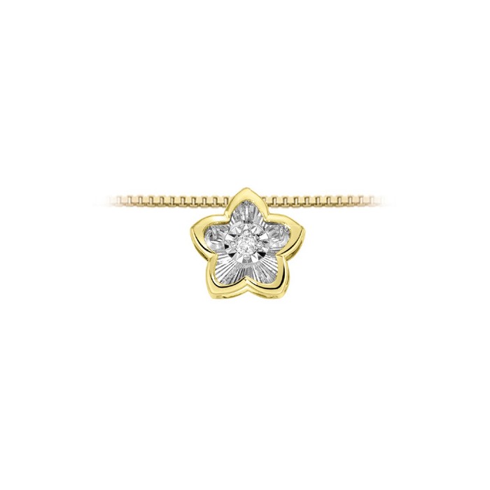 Pendente fiore in oro giallo 18Kt con diamante taglio brillante LPF11273.002 DonnaOro Luce