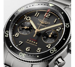 Longines Spirit Flyback Titanium 42 mm dettaglio quadrante antracite