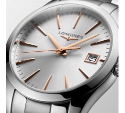Longines Conquest Classic 34 mm quadrante argento soleil
