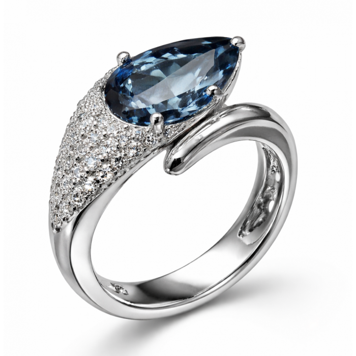 Anello Iride con diamanti e Topazio Blue London in oro 18Kt R162AB2TB Piero Milano Gioielli