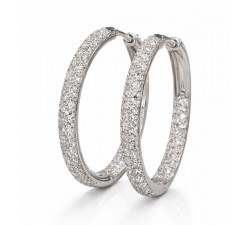 Orecchini a cerchio in oro bianco con diamanti naturali taglio brillante 4,50 carati