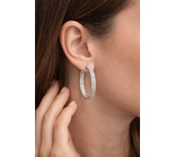 Orecchini a Cerchio in Oro Bianco con Diamanti 4,50 ct - Dienneci Gioielli