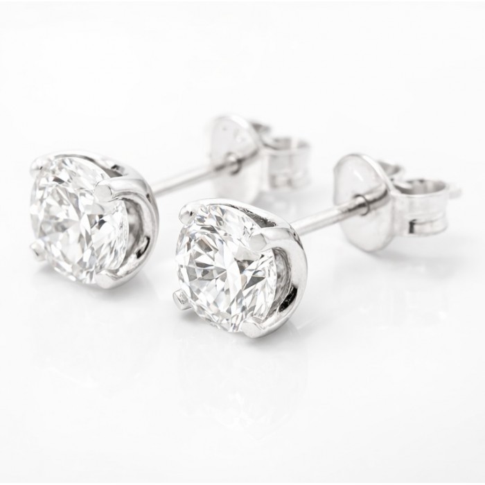 Orecchini Punto Luce con Diamanti 2,00 Ct. in Oro Bianco 18 kt - DIENNECI GIOIELLI