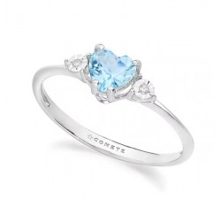 Anello oro bianco 9Kt con acquamarina cuore e diamanti – KANQ 003