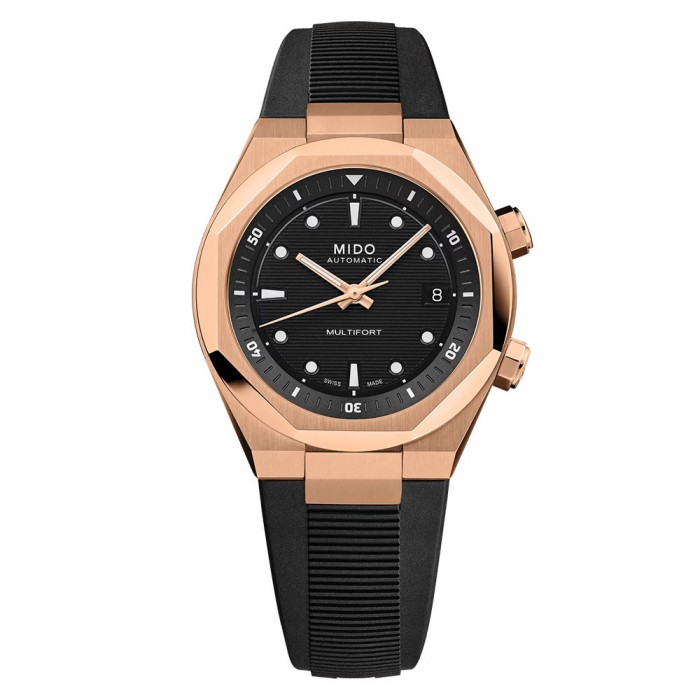 Mido Multifort 8 Two Crowns PVD Oro Rosa Quadrante Nero Ref. M047.507.37.051.00