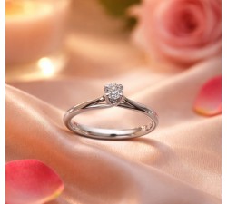 Anello solitario diamante Ct. 0,10 in oro bianco 18Kt - AD217 DIENNECI GIOIELLI