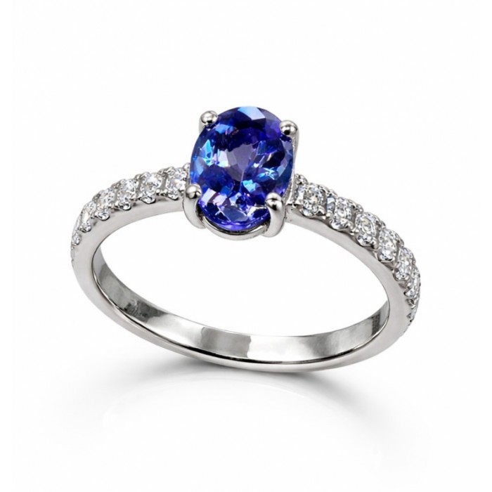 Anello Tanzanite Ct. 1,22 e Diamanti in oro 18Kt - DIENNECI GIOIELLI