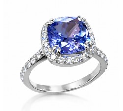 Anello Tanzanite quadrata Ct. 2,24 e Diamanti in oro 18Kt - DIENNECI GIOIELLI