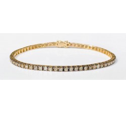 Bracciale Tennis Diamanti Light Brown e Diamanti Bianchi Ct. 3,20 in oro 18Kt