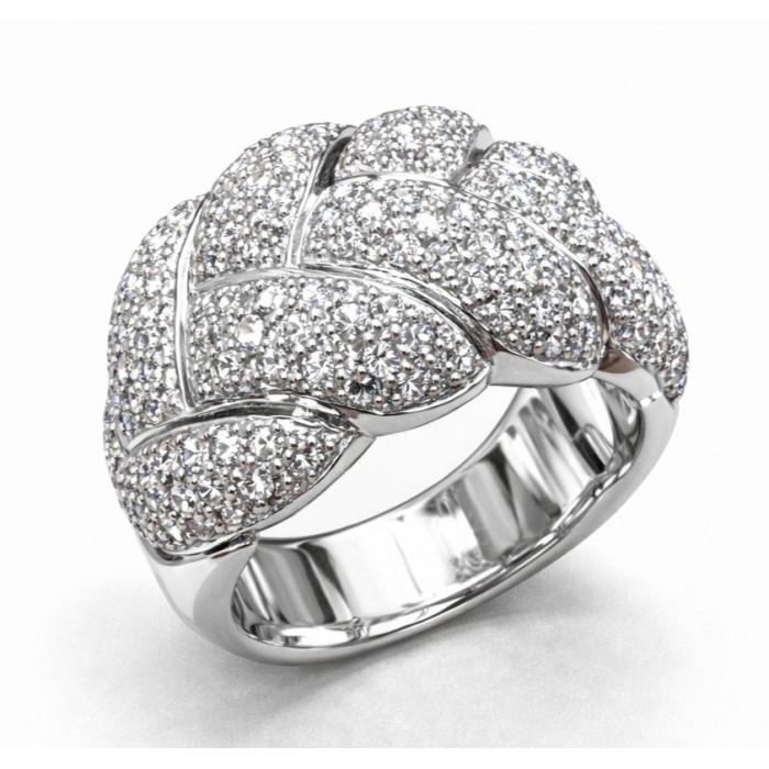 Anello fascione intrecciato con pavè di Diamanti 2,22 ct in oro 18Kt - DIENNECI GIOIELLI