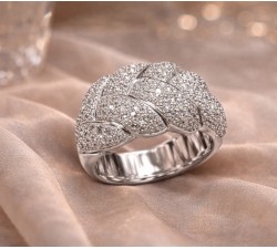 Anello fascione intrecciato con pavè di Diamanti 2,22 ct in oro 18Kt - DIENNECI GIOIELLI