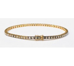 Bracciale Tennis Diamanti Light Brown e Diamanti Bianchi Ct. 3,20 in oro 18Kt