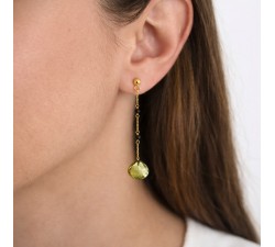 orecchini pendenti oro giallo quarzo lemon indossati eleganti
