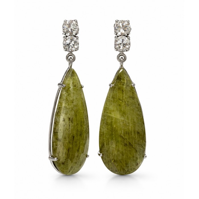 Orecchini pendenti in Oro 18Kt Diamanti e Zaffiri rose cut- DIENNECI GIOIELLI