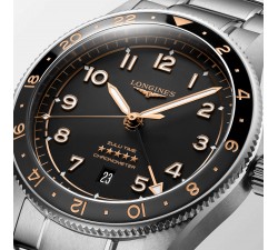 Longines Spirit Zulu Time 42 mm GMT cassa acciaio lunetta ceramica