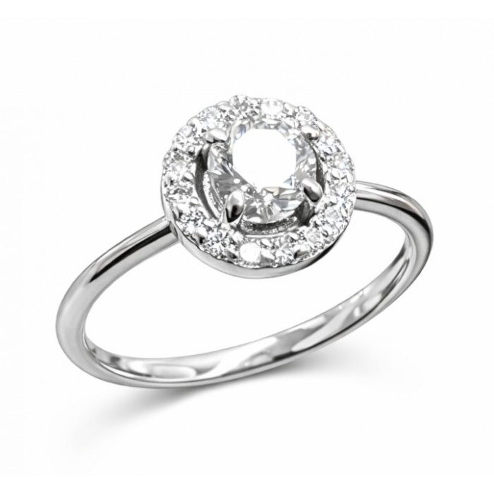 Anello Oro Bianco 18kt con Diamante 0,50 ct F SI1 Certificato HRD e Contorno 0,16 ct - DIENNECI GIOIELLI