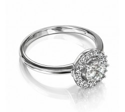 Anello Oro Bianco 18kt con Diamante 0,50 ct F SI1 Certificato HRD e Contorno 0,16 ct - DIENNECI GIOIELLI