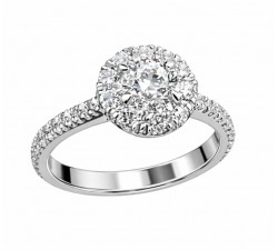 Anello solitario con diamante centrale 0,51 ct G SI1 certificato IGI con contorno di diamanti